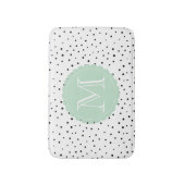 Zwart & Wit Confetti Stippen Mint Monogram Badmat (Voorkant Verticaal)