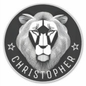     Zwart & Wit Cool Modern Oude Leeuw Aangepaste  Sticker (Voorkant)