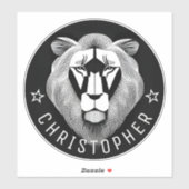    Zwart & Wit Cool Modern Oude Leeuw Aangepaste  Sticker (Vel)