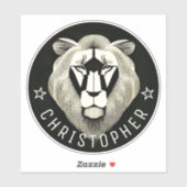     Zwart & Wit Cool Moderne Oude Leeuw Aangepaste Sticker (Vel)
