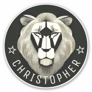Zwart & Wit Cool Moderne Oude Leeuw Aangepaste Sticker