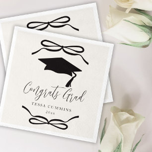 Zwart-wit Coquette Bow Girl Afstudeerfeest Servet
