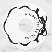 Zwart-wit Coquette Bow Jubileum Wijnglaslabel (Voorkant)