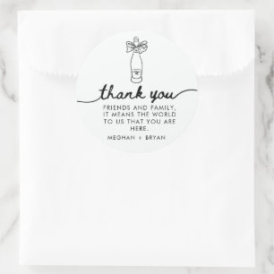 Zwart-wit Coquette Trouwgunst Ronde Sticker
