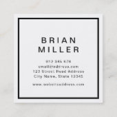 Zwart-wit Corporate Modern Professional Vierkante Visitekaartje (Achterkant)