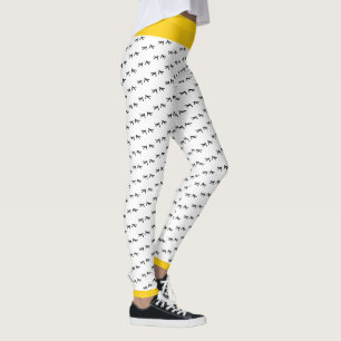Zwart & Wit Crazy Chicken Foot Prints Gele Pop Leggings