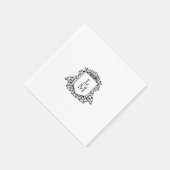 Zwart-wit Crest Monogram Custom Wedding Servet (Hoek)