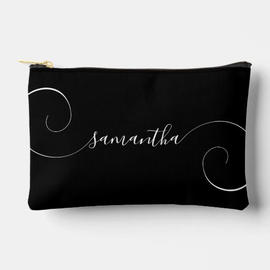 Zwart-wit Curly Handtekening Naam Etui (Voorkant)