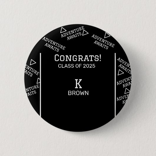 Zwart-wit Custom Afstuderen Button (Voorkant)