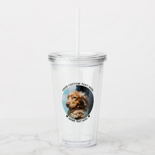 Zwart & Wit Custom Circle Pet Photo Gift Acryl Drinkbeker