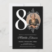 Zwart-wit Custom Foto 80e Verjaardag Kaart (Voorkant)