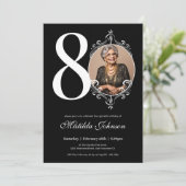 Zwart-wit Custom Foto 80e Verjaardag Kaart (Staand voorkant)