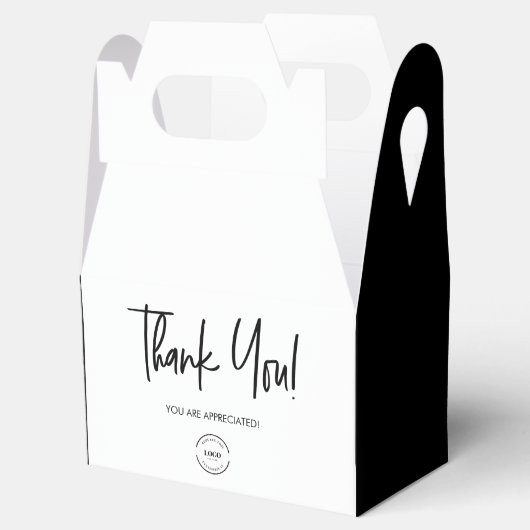 Zwart wit Custom Logo Personeel waardering eenvoud Bedankdoosjes (Geopend)