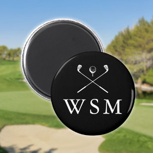 Zwart-wit Custom Monogram Golf Clubs Magneet