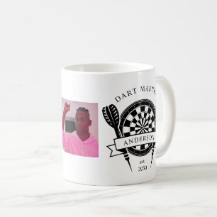 Zwart-wit Custom Name Photo Dart Koffiemok