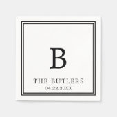 Zwart-wit Custom Wedding Cocktail servetten (Voorkant)