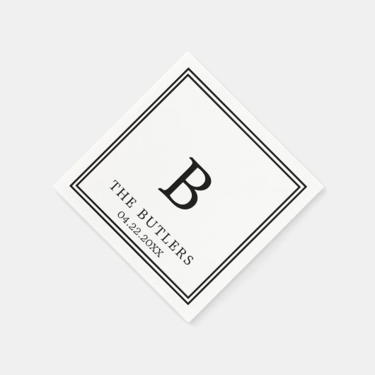 Zwart-wit Custom Wedding Cocktail servetten (Hoek)