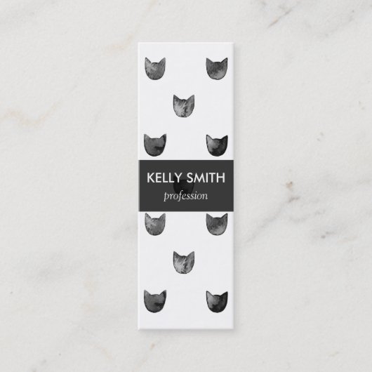 Zwart-wit Cute Cat Patroon Mini Visitekaartje (Voorkant)