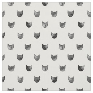 Zwart-wit Cute Cat Patroon Stof