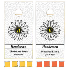 Zwart-wit Daisy bruiloft Monogram