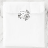 Zwart Wit Daisy Flower Aangepaste naam Ronde Sticker (Tas)