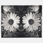Zwart-wit Daisy Flower Fleece Deken (Voorkant (Horizontaal))