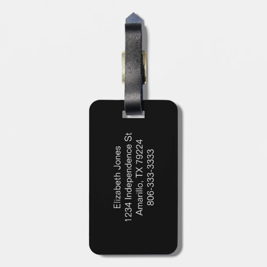 Zwart-wit Daisy gepersonaliseerd Bagagelabel (Achterkant verticaal)