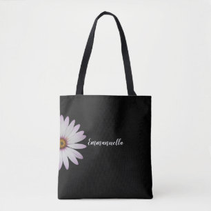 Zwart-wit Daisy gepersonaliseerd Draagtas