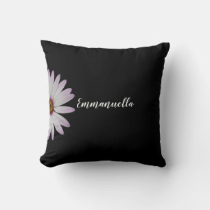 Zwart-wit Daisy gepersonaliseerd Kussen