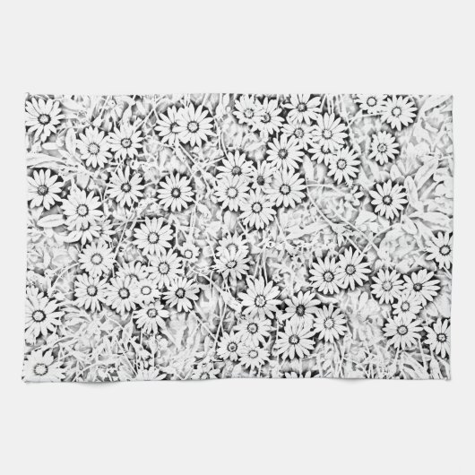 Zwart-wit Daisy Patroon Handdoek (Horizontaal)