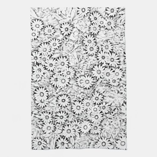 Zwart-wit Daisy Patroon Handdoek (Verticaal)
