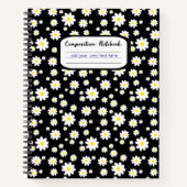 Zwart-wit Daisy Print Compositie Notitieboek (Voorkant)