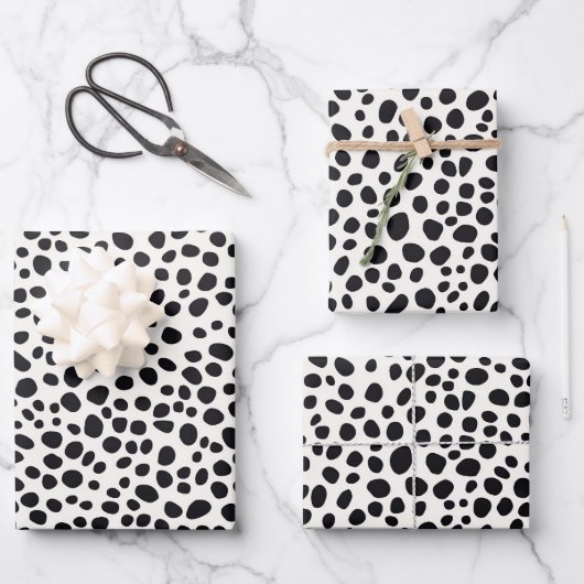 Zwart-wit Dalmatische hond Abstract patroon Inpakpapier Vel (Voorkant)