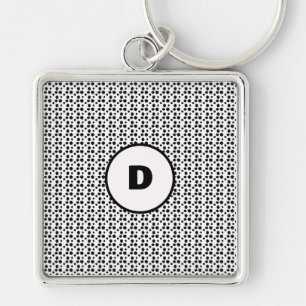 Zwart-wit Dalmatische Leuke stippen Monogram Sleutelhanger