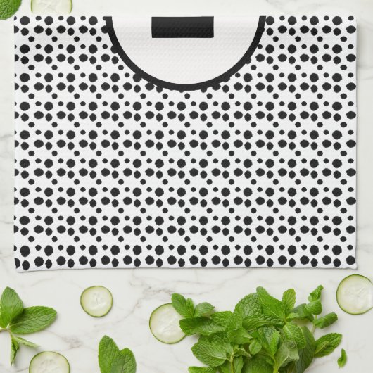 Zwart-wit Dalmatische Leuke stippen Monogram Theedoek (Gevouwen)