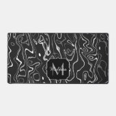 Zwart wit damascus abstract maatwerk monogram bureaumat (Voorkant)