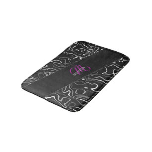 Zwart wit damascus abstract patroon Monogram Badmat