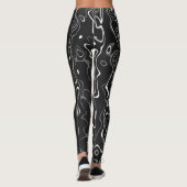 Zwart wit damascus abstract patroon Monogram Leggings (Achterkant)