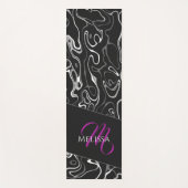 Zwart wit damascus abstract patroon Monogram Yogamat (Voorkant)