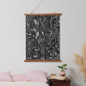 Zwart wit damascus abstract zwemt koel patroon hangend wandkleed (Slaapkamer)