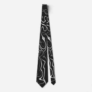 Zwart wit damascus abstracte krullen koel patroon stropdas
