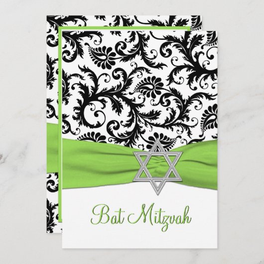 Zwart-wit Damascus met Limoen Faux-lint Kaart (Voorkant / Achterkant)