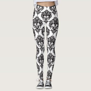 Zwart-wit Damascus - modern elegant patroon Leggings