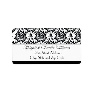 Zwart-wit Damask Adreslabel Etiket
