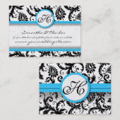 Zwart & Wit Damask Bright Aqua Verhoogde Trim Visitekaartje (Voorkant / Achterkant)
