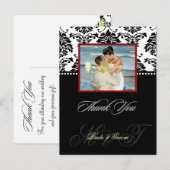 Zwart + Wit Damask Dank u Foto briefkaarten, Briefkaart (Voorkant / Achterkant)