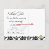 Zwart + Wit Damask Dank u Foto briefkaarten, Briefkaart (Achterkant)