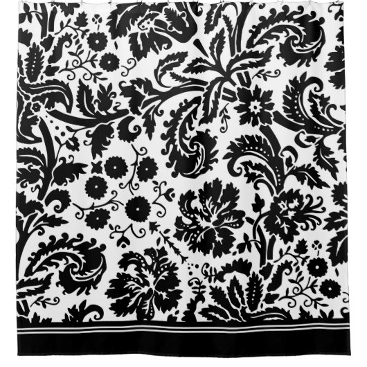 Zwart-wit Damask-douchegordijn Douchegordijn (Voorkant)