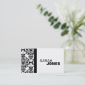 Zwart-wit Damask Elegant Visitekaartje (Staand voorkant)