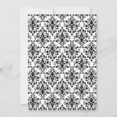Zwart-wit Damask Faux Silver Ribbon Wedding Kaart (Achterkant)